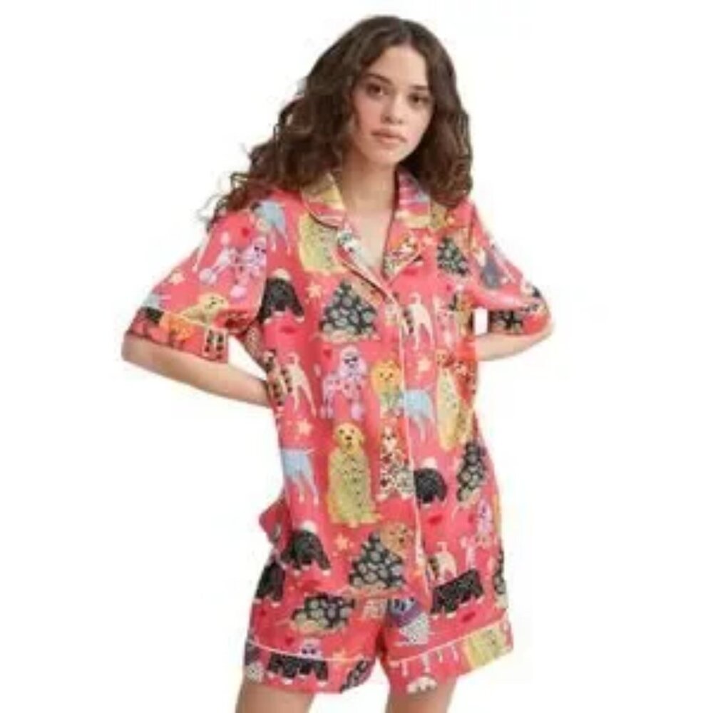 Karen Mabon Fashion Dogs Pink Short Pajamas Set Size L